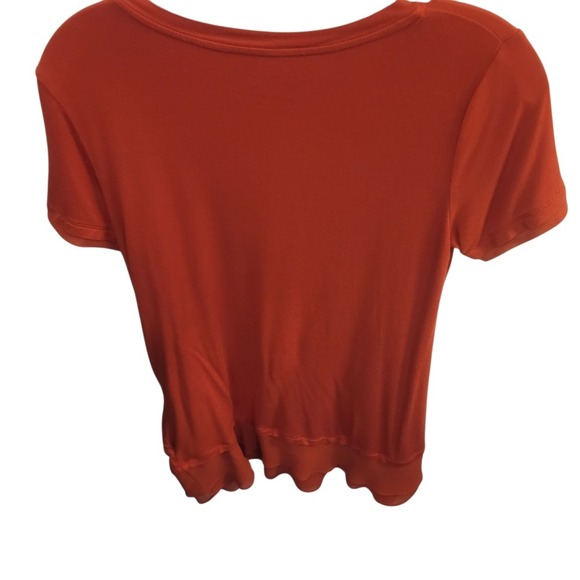 LOGO Lori Goldstein Orange V Neck Pocket Tunic Top Women's XS - Picture 7 of 8